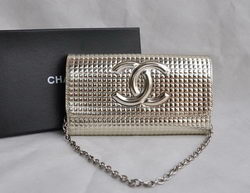 Replica Chanel 20323 Grid pattern CC Logo Light Gold Wallet